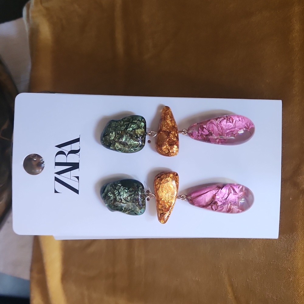 Zara | NWT multicolored beaded earrings 4 1/2" Long for Pierced Ears
